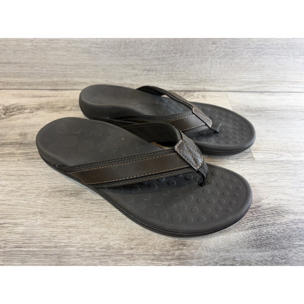Vionic Orthaheel Tide Comfort Thong Sandal Flip Flop Men's 10 Brown Shoes